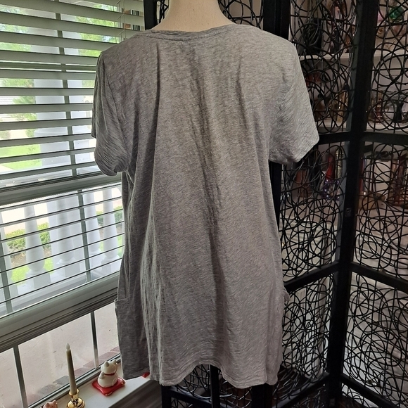 Style & Co Size Large Gray Vneck Swing Top with Floral Sequin Embellishment - Picture 6 of 10